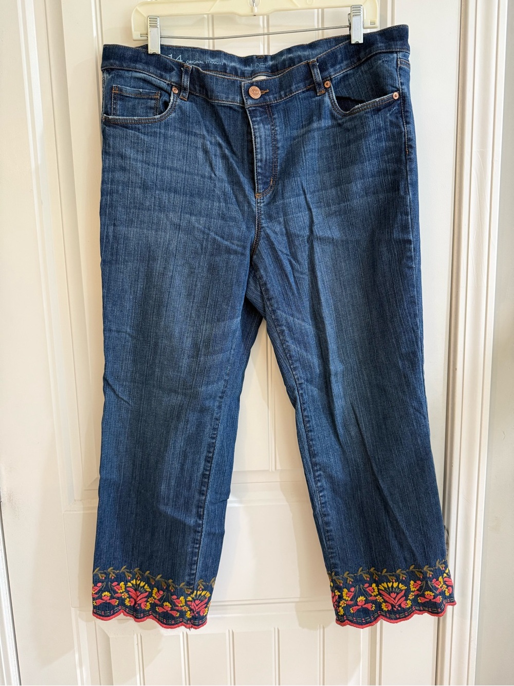 Loft Embroidered Hem Dark Blue Women's Jeans